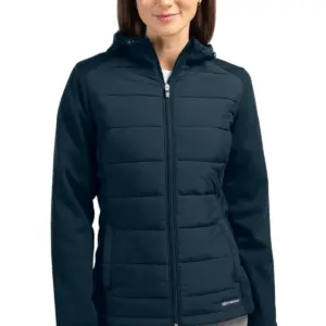 USAID English - Cutter & Buck Evoke Hybrid Eco Softshell Recycled Full Zip Womens Hooded Jacket