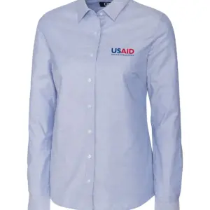 USAID English - Cutter & Buck Stretch Oxford Womens Long Sleeve Dress Shirt