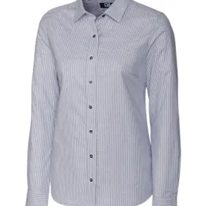 USAID English - Cutter & Buck Stretch Oxford Stripe Womens Long Sleeve Dress Shirt
