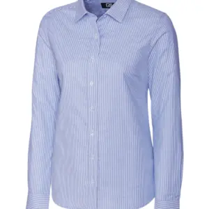 USAID English - Cutter & Buck Stretch Oxford Stripe Womens Long Sleeve Dress Shirt