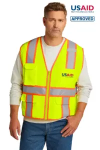USAID English - CornerStone ANSI 107 Class 2 Surveyor Zippered Two-Tone Vest