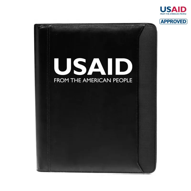 USAID English - Textured Accent Zippered Portfolios (10.25""x12.5"")