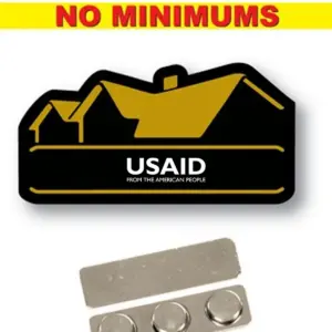 USAID English - Name Badge Custom Shape BLACK Plastic