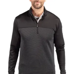 USAID English - Cutter & Buck Traverse Stretch Stripe Eco Quarter Zip Mens Pullover