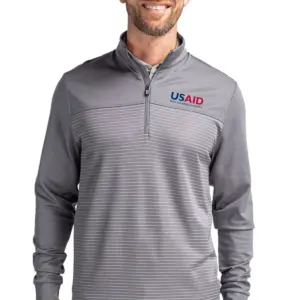 USAID English - Cutter & Buck Traverse Stretch Stripe Eco Quarter Zip Mens Pullover