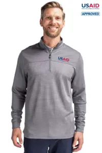 USAID English - Cutter & Buck Traverse Stretch Stripe Eco Quarter Zip Mens Pullover