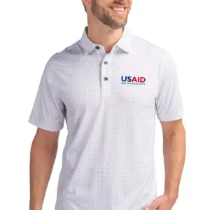 USAID English - Cutter & Buck Pike Double Dot Print Stretch Mens Polo