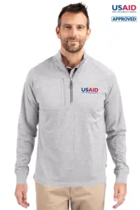 USAID English - Cutter & Buck Adapt Eco Knit Heather Mens Quarter Zip Pullover