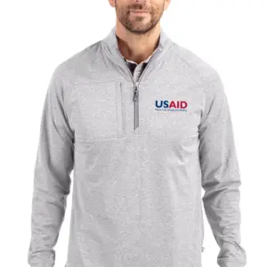 USAID English - Cutter & Buck Adapt Eco Knit Heather Mens Quarter Zip Pullover