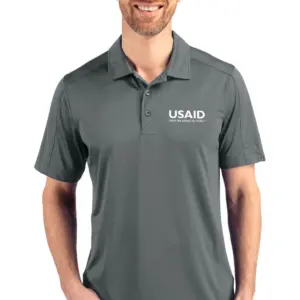 USAID English - Cutter & Buck Prospect Eco Textured Stretch Recycled Mens Short Sleeve Polo