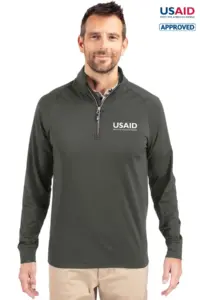 USAID English - Cutter & Buck Adapt Eco Knit Stretch Recycled Mens Quarter Zip Pullover
