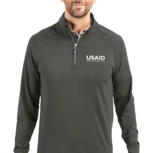 USAID English - Cutter & Buck Adapt Eco Knit Stretch Recycled Mens Quarter Zip Pullover