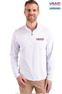 USAID English - Cutter & Buck Virtue Eco Pique Recycled Quarter Zip Mens Pullover