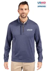 usaid english cutter & buck stealth heathered quarter zip mens pullover