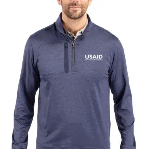 usaid english cutter & buck stealth heathered quarter zip mens pullover