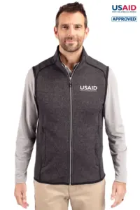 USAID English - Cutter & Buck Mainsail Sweater-Knit Mens Full Zip Vest