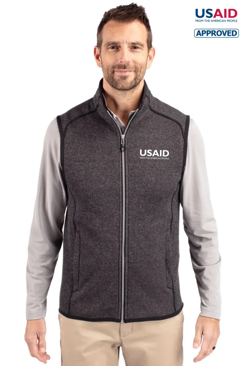 USAID English - Cutter & Buck Mainsail Sweater-Knit Mens Full Zip Vest