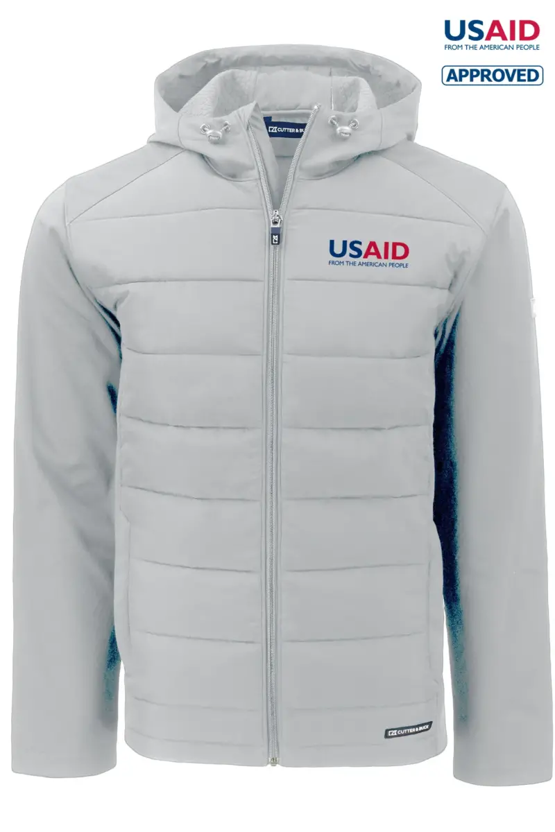 USAID English - Cutter & Buck Evoke Hybrid Eco Softshell Recycled Full Zip Mens Hooded Jacket