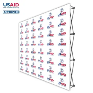 USAID English ONE CHOICE 8 Ft. Fabric Pop Up Display - 89""H Straight Graphic Package
