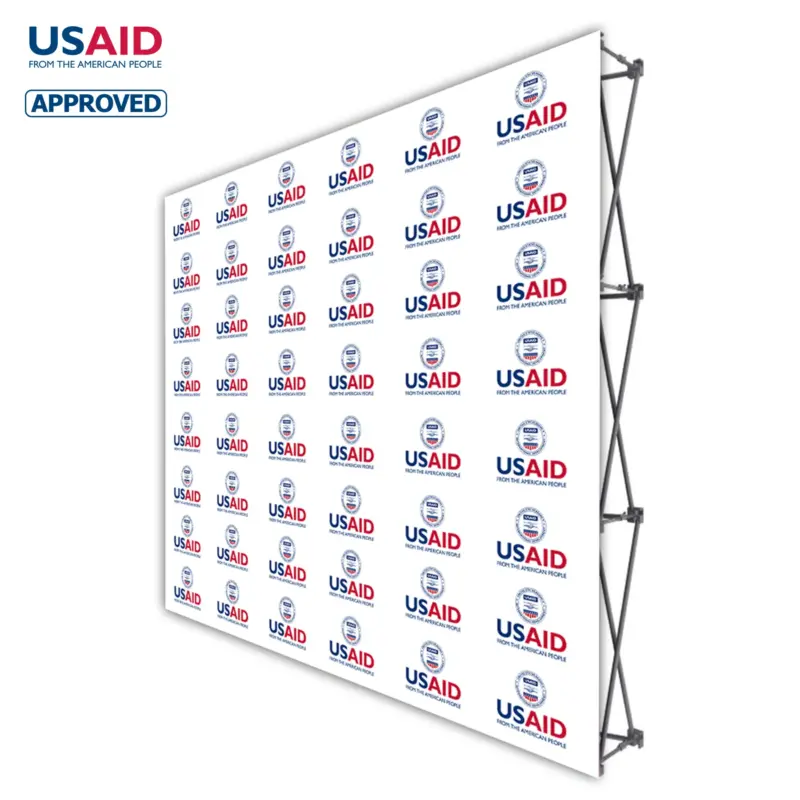 USAID English ONE CHOICE 8 Ft. Fabric Pop Up Display - 89""H Straight Graphic Package