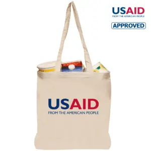 USAID English - Natural Cotton Fiber Tote Bags (14.5""x16"")