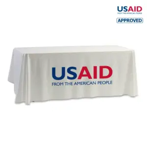 USAID English - 8' Dye Sub Tablecloth (Non Fitted) White