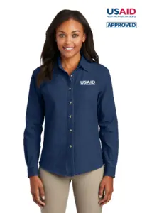 USAID English Port & Company Ladies Long Sleeve Value Denim Shirt