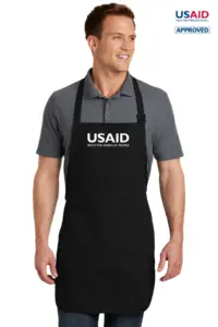USAID English - Embroidered Port Authority Full Length Apron w/Pouch Pocket