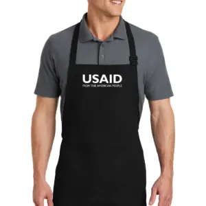 USAID English - Embroidered Port Authority Full Length Apron w/Pouch Pocket