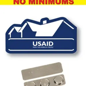 USAID English - Name Badge  Custom Shape Navy Blue Plastic