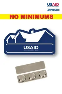 USAID English - Name Badge  Custom Shape Navy Blue Plastic