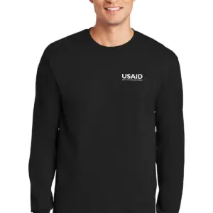 USAID English - Gildan Long Sleeve 100% Cotton Preshrunk Shirt Min 12 pcs