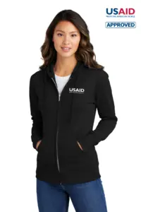 USAID English Port & Company Ladies Core Fleece Full-Zip Hooded Sweatshirt