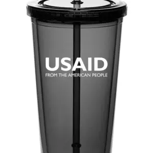 USAID English - 20 Oz. Double Wall Acrylic Bottles w/Straws