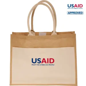 USAID English - Canvas Pocket Jute Tote Bags (17.75""x13.75"")