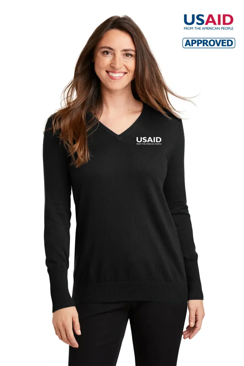 USAID English Port Authority Ladies V-Neck Sweater