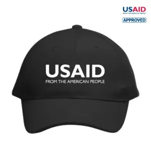 USAID English - Embroidered 6 Panel Buckle Baseball Caps (Min 12 pcs)