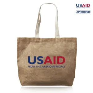 USAID English - Natural Jute Fiber Carry-On Tote Bags (17""x13"")