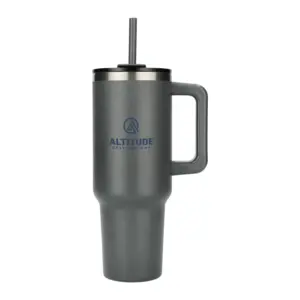 pinnacle 40 oz vacuum insulated eco-friendly travel tumbler with straw