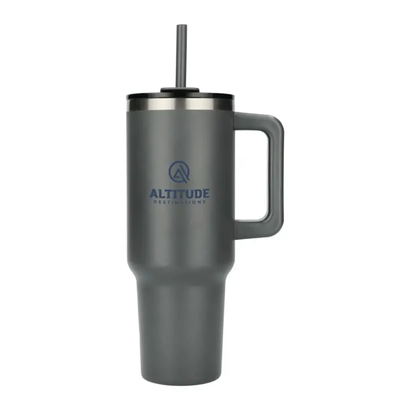 pinnacle 40 oz vacuum insulated eco-friendly travel tumbler with straw