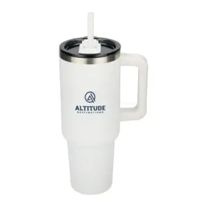 pinnacle 40 oz vacuum insulated eco-friendly travel tumbler with straw