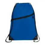 robin drawstring polyester bag with front zipper pocket