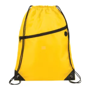 robin drawstring polyester bag with front zipper pocket