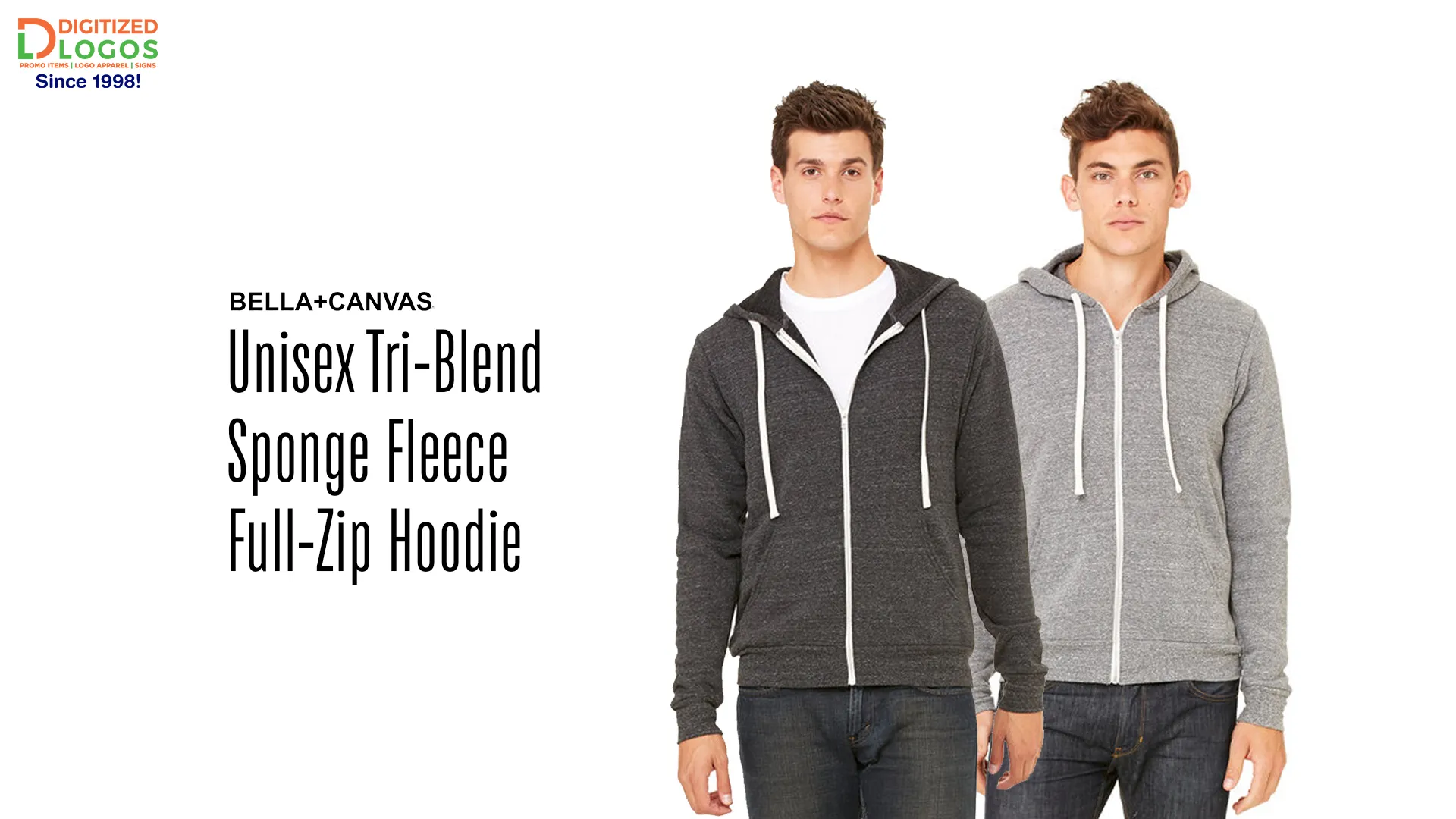 bella+canvas® unisex tri blend sponge fleece full zip hoodie