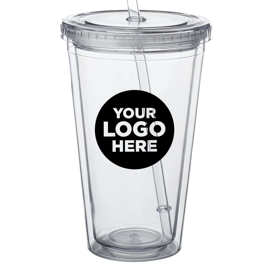 16 oz. Double Wall Acrylic Tumblers with Straws
