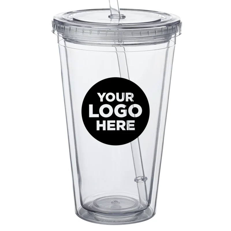 16 oz. Double Wall Acrylic Tumblers with Straws