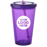 16 oz. Double Wall Acrylic Tumblers with Straws