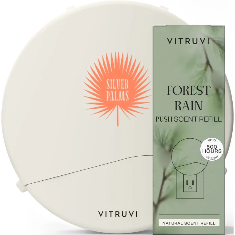 vitruvi plug in wall diffuser bundle with forest rain scent refill